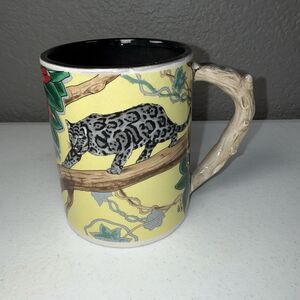 Vintage Five & Dime Black Spotted Snow Leopard Mug Cup 1988 #4068 RARE